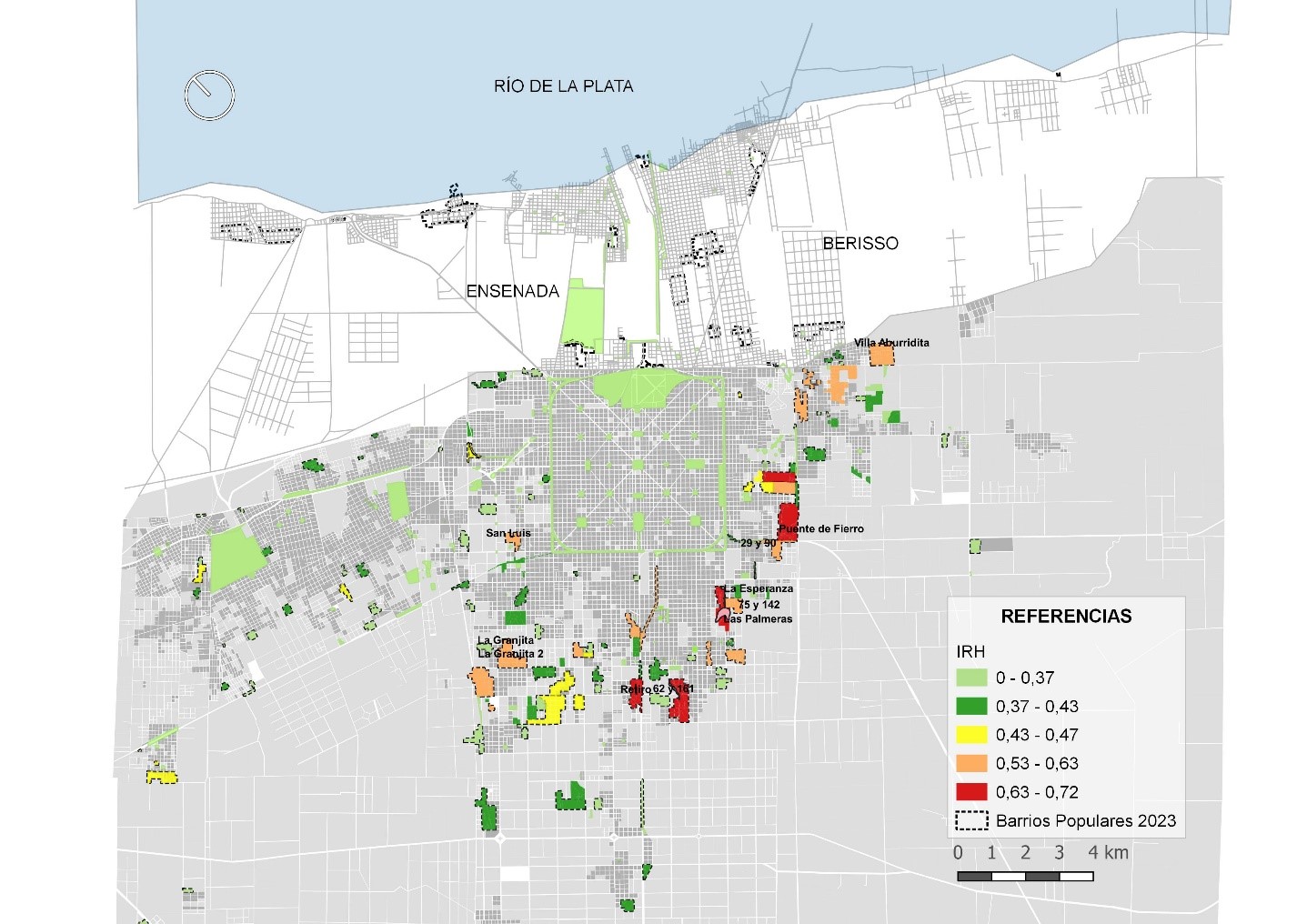 Mapa de los Barrios Populares del
  Gran La Plata según el Índice de Riesgo Habitacional